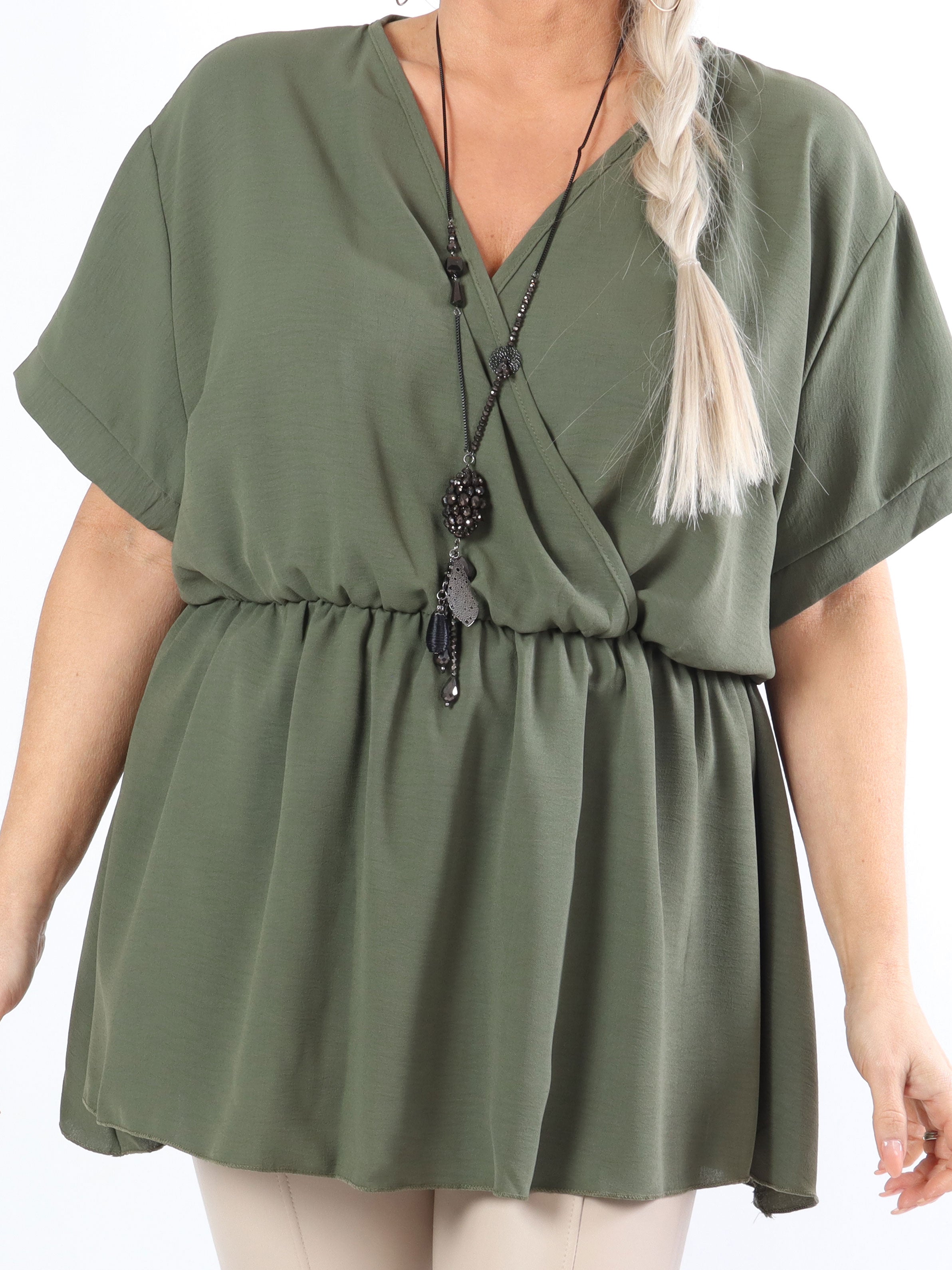 Hermina - Sød plus size bluse med elastik i taljen